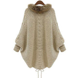 winter fur collar sweate - WOMONA.COM