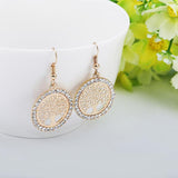 round hollow diamond earrings - WOMONA.COM