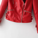 Irregular cuff leather jacket - WOMONA.COM
