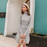 Pure color knitted dress - WOMONA.COM