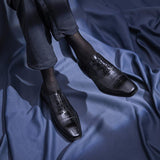 Cowhide Hand Colored Embossed Men's Shoes - WOMONA.COM