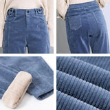 Corduroy Padded Casual Pants - WOMONA.COM