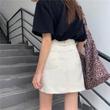 Denim A-line Wrap Hip Skirt - WOMONA.COM