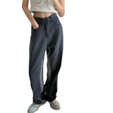 Denim Loose Wide-leg Pants - WOMONA.COM