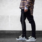 Slim drawstring zipper casual pants men - WOMONA.COM