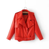 nine-point sleeve PU leather jacket - WOMONA.COM