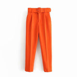 Fashionable Long Pants With Belt - WOMONA.COM