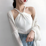 Off-the-shoulder Knitted Camisole - WOMONA.COM