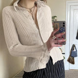 Chiffon Lace Stitching Lapel Shirt - WOMONA.COM