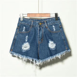 Ripped loose denim shorts - WOMONA.COM