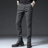 Business Black Men's Straight Casual Pants - WOMONA.COM