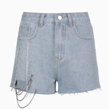 Denim High Waist Wide Leg Shorts - WOMONA.COM