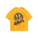 Smiley printed short-sleeved T-shirt men - WOMONA.COM