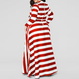 Plus Size Striped Woman\'s Dress - WOMONA.COM