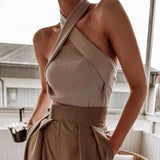 Cross-wrapped strapless vest - WOMONA.COM