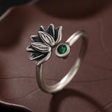 Lotus glazed mosaic opening ring - WOMONA.COM
