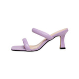 Ladies Simple Backspace High-heeled Slippers - WOMONA.COM