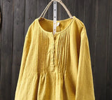Cotton and linen round neck pullover - WOMONA.COM