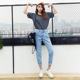 High waist slimming harem jeans women - WOMONA.COM