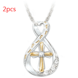 Cross Footprint Diamond Pendant Two Tone - WOMONA.COM