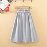 Literary A-line Over-the-Knee Skirt - WOMONA.COM