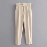 Fashionable Long Pants With Belt - WOMONA.COM