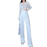 Straight Wide Leg Pants - WOMONA.COM