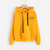 Multicolor Printed Planet Hoodie - WOMONA.COM