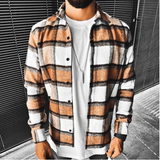 Printed Plaid Woolen Shirt Men - WOMONA.COM
