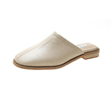 Women's Low Heel Baotou Soft Leather Sandals - WOMONA.COM