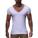 V Neck Short Sleeve Men t Shirt - WOMONA.COM