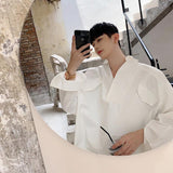 Men Long Sleeve Casual White Shirts - WOMONA.COM