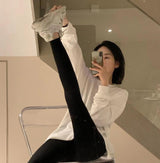 Cross-waist Shark Skin Leggings - WOMONA.COM