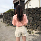 Wide-leg denim shorts - WOMONA.COM