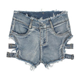 High waist denim shorts - WOMONA.COM
