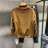 Round Neck Sweater With Velvet Large Letters - WOMONA.COM