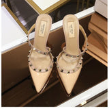 Stiletto Point Toe Rivet Sandals - WOMONA.COM