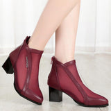 Chunky Heel Mid-heel Hollow Mesh Sandals - WOMONA.COM