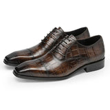 Cowhide Hand Colored Embossed Men's Shoes - WOMONA.COM