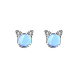 Aqua Blue Cat Small Earrings - WOMONA.COM