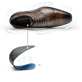 Cowhide Hand Colored Embossed Men's Shoes - WOMONA.COM