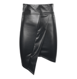 OFFICE EXECUTIVE BLACK FAUX LEATHER SKIRT - WOMONA.COM
