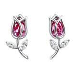 Ear Pin Rose Flower Earrings - WOMONA.COM