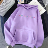 Hooded Letter Sweater Solid Color - WOMONA.COM