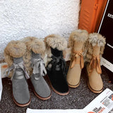 Real rabbit fur flat ankle boots - WOMONA.COM