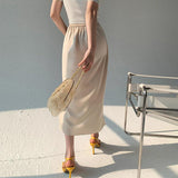 Satin Slit Irregular Skirt - WOMONA.COM