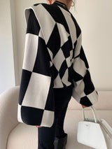 Black Diamond Lantern Sleeve Sweater - WOMONA.COM