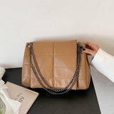 Ladies Leather Flap Chain Bag - WOMONA.COM