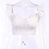 vest lace drawstring top - WOMONA.COM