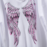 Wings Letter Printing Hooded - WOMONA.COM
